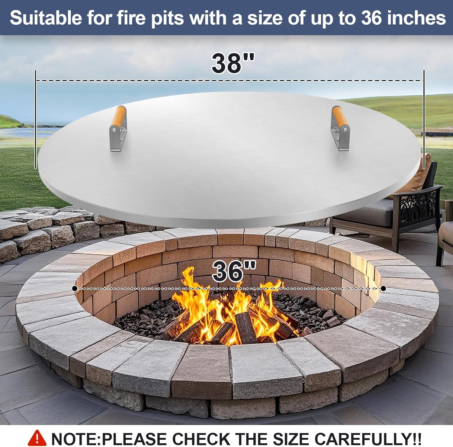 1MORE Fire Pit Lid Round 38