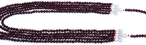 natural faceted red garnet 4 mm round beads 24'' neck