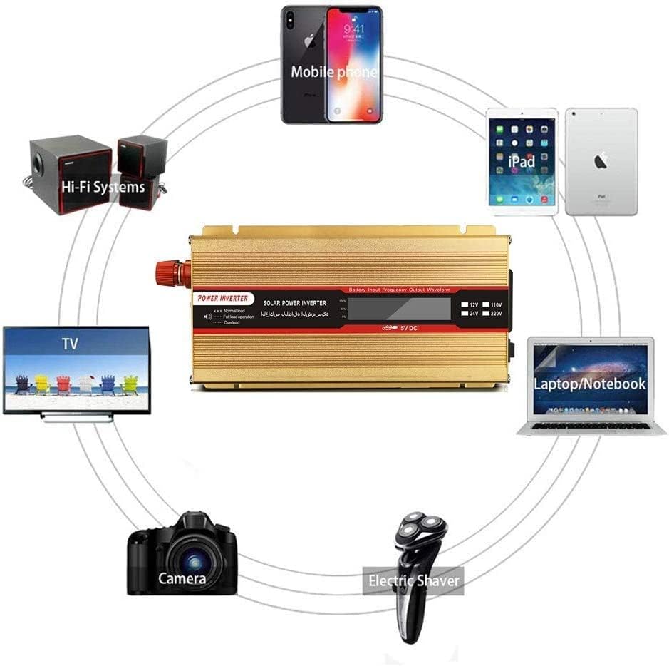 Pure Sine Wave Power Inverter Pure Sine Power Inverter 2000W DC 12V to AC 240V Control with AC Outlet & USB Port-Peak Power 4000 Watt Suitable for Home, Outdoor (Color : 24v)