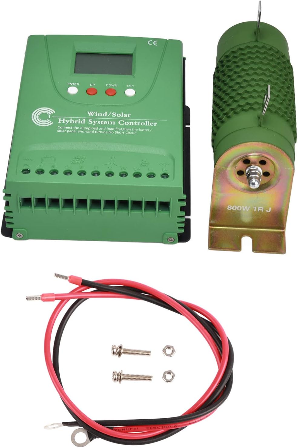 Wind Solar Hybrid System Controller MPPT Boost Charge Regulator for Lithium Battery 12V 24V with LCD Display Universal for Lithium Battery Green ABS