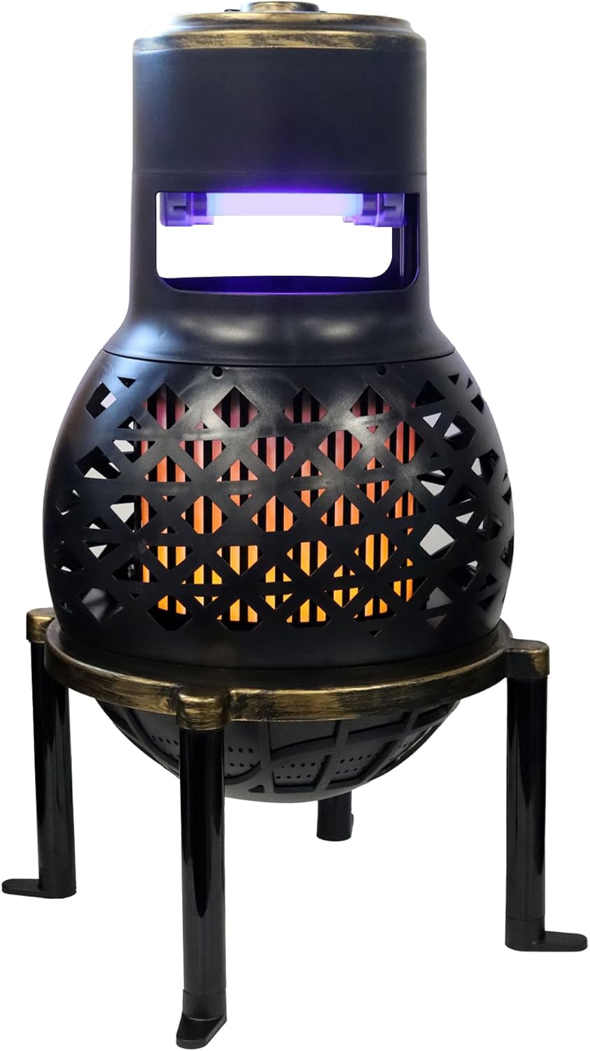 PIC Flying Insect Trap, Chimnea-Style with UV + Flame Effect, Covers 1.5 Acre, Outdoor Fly Trap, Dusk 'Til Dawn Sensor, Weatherproof for Outdoor Use