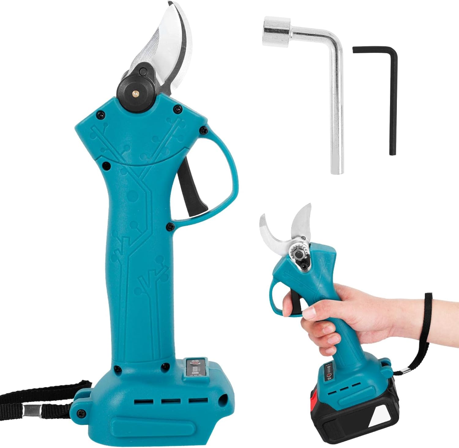 Electric Pruning Shear Cordless Pruner Tree Branch Pruner Heavy-Duty Branches Scissor Tool for Gardening Tree Tool Belt Blue