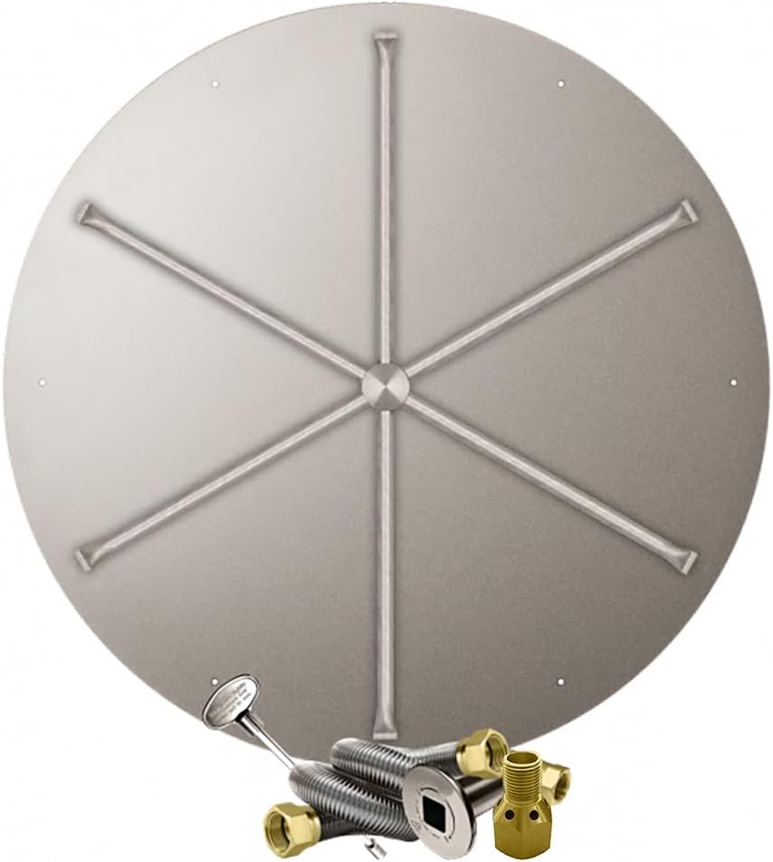 Firegear Match Light Gas Fire Pit Burner Kit (FPB-44DBS36MT-N), Round Flat Pan, Natural Gas, 44-inch