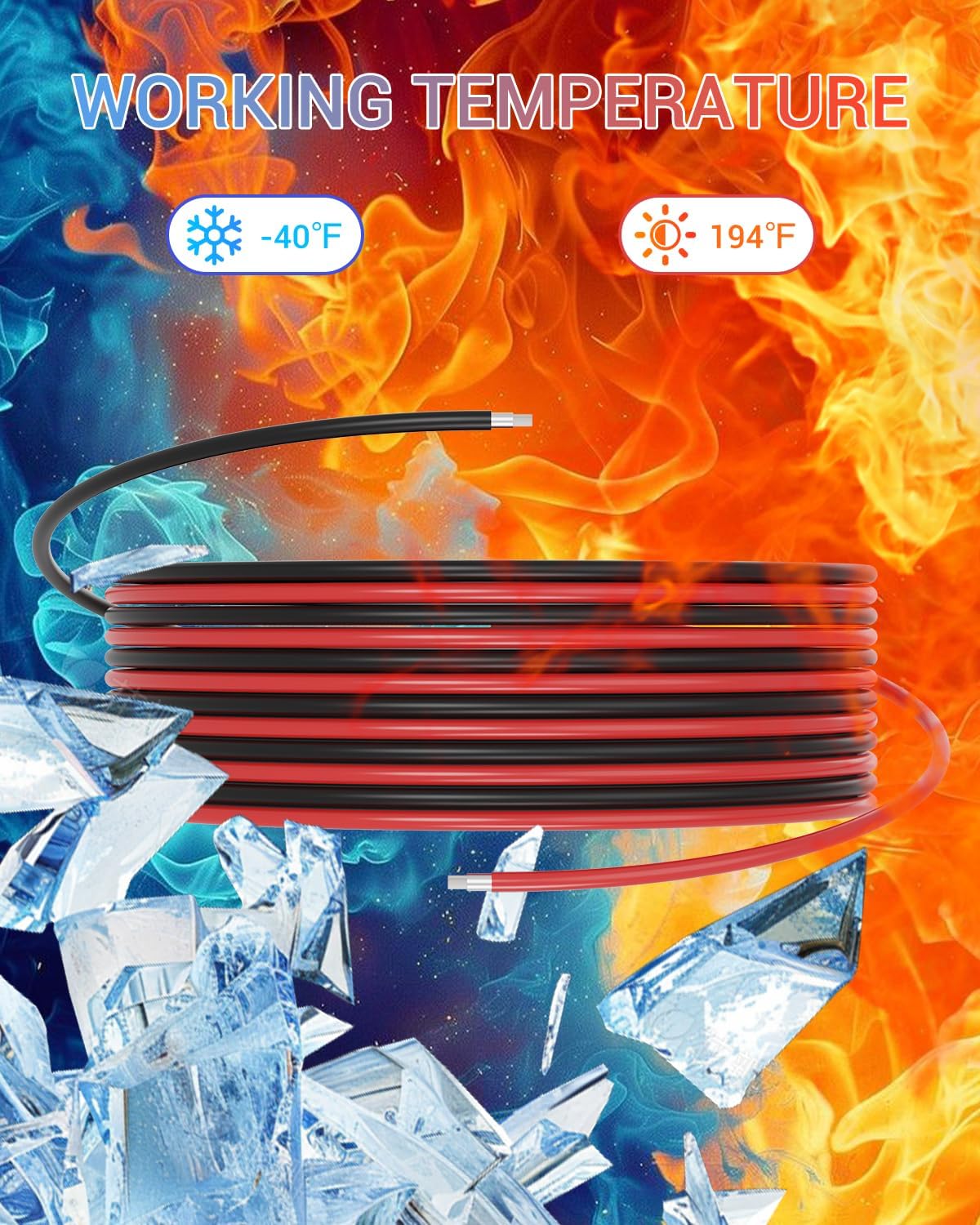 10AWG Solar Extension Cable 70FT, Solar Panel Wire, 10 Gauge Tinned Copper PV Wire with Waterproof Female and Male Connector for Home Marine RV Solar Photovoltaic Systems