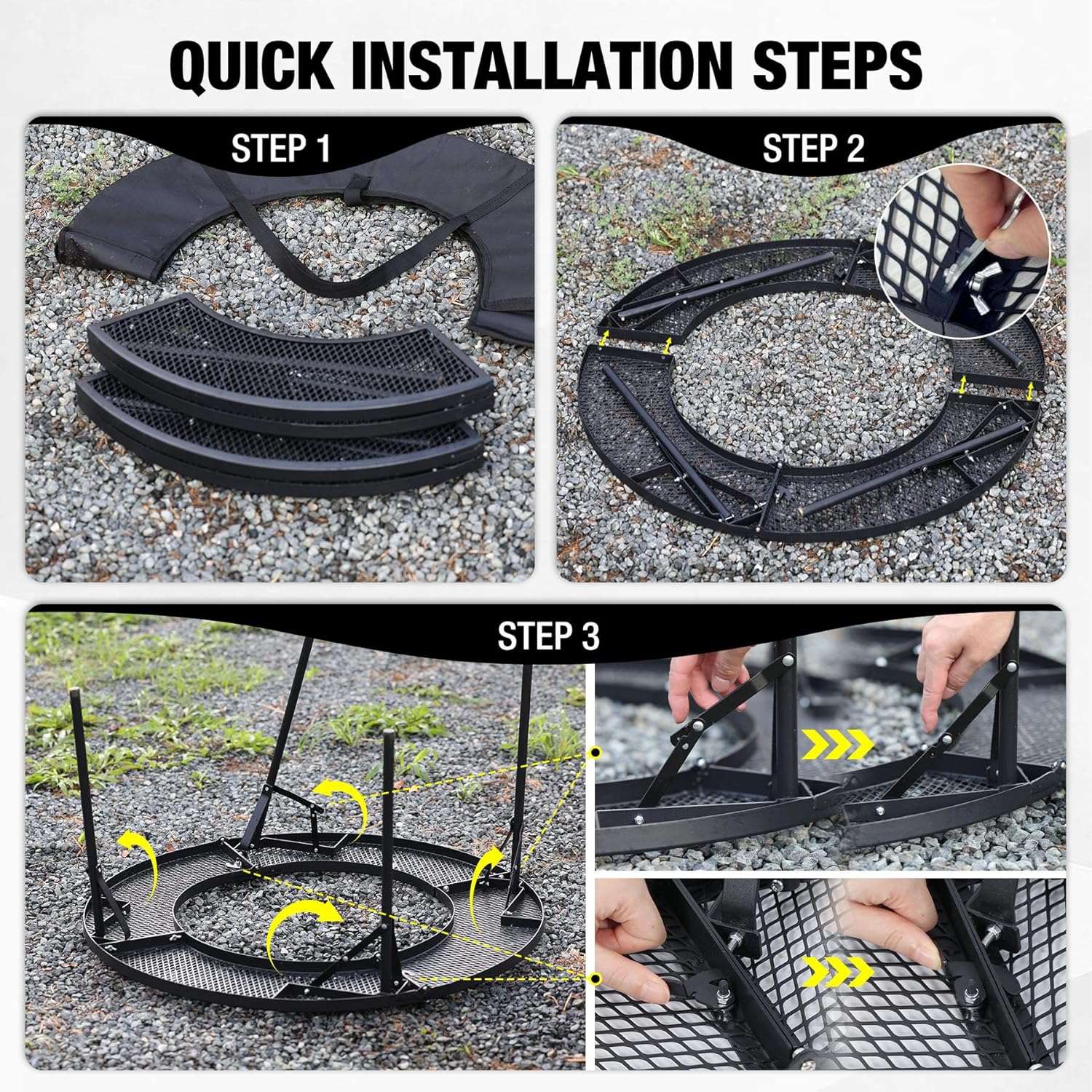 REDCAMP 36 Inch Fire Pit Surround Tabletop for Solo Stove Bonfire/Ranger, Foldable Round Fire Pit Table-Surround Ventilated Tabletop and Foldable Legs Design to Install and Portable for Yard, Patio