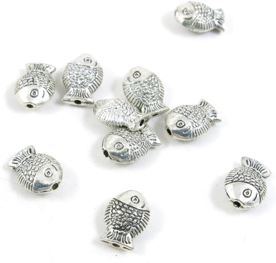 1360 Pieces Antique Silver Tone Jewelry Making Charms Findings Fashion Wholesale Supplies Pendant Lots Bulk Supply SC2884 Fish Loose Beads