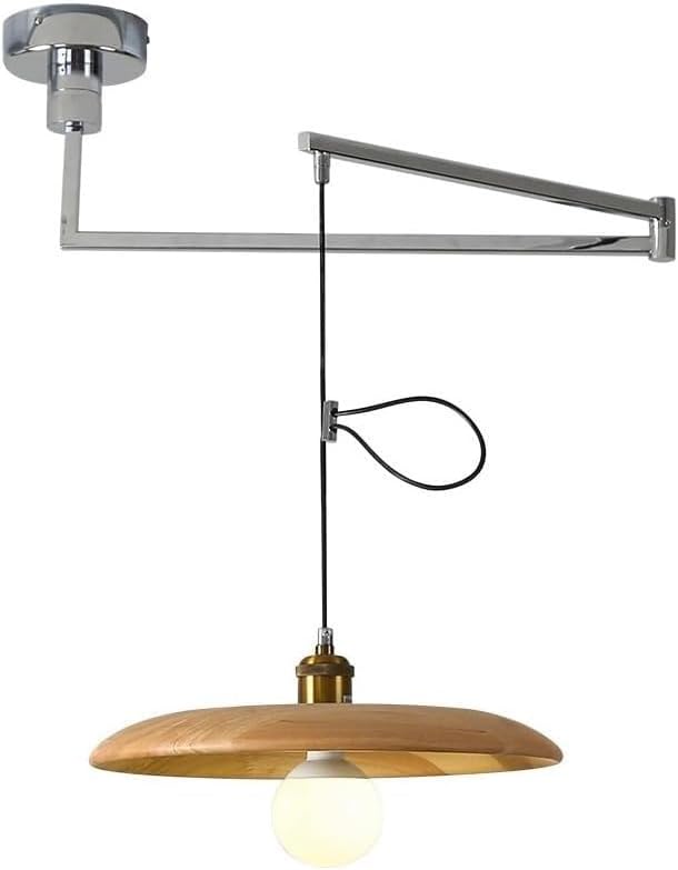 Farmhouse Wood Pendant Light, Swing Arm E27 Hanging Lamp, Adjustable Arm Mid Century Modern Pendant Lighting, Vintage Industrial Chandelier For Dining Table Kitchen Island Lighting Fixtures(2