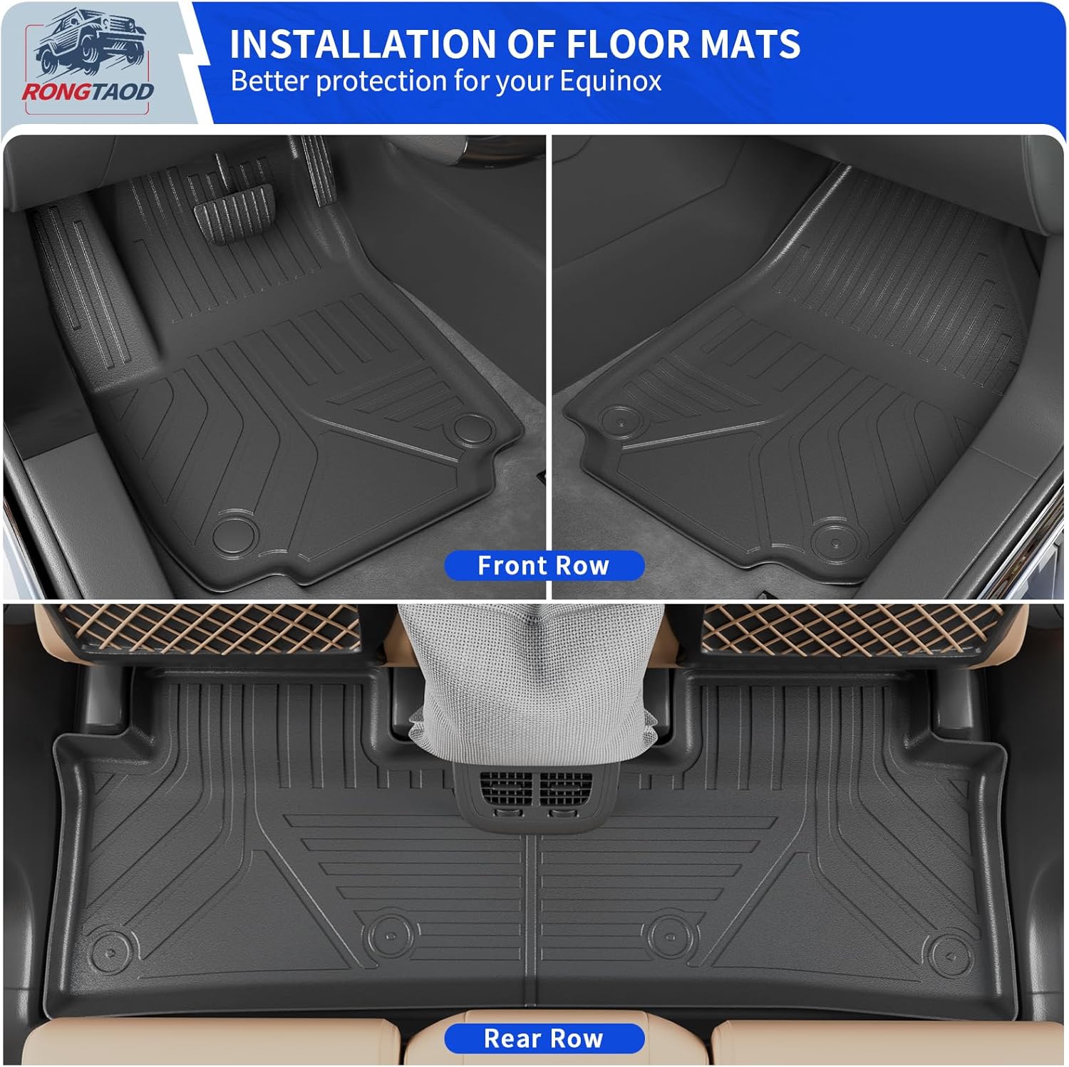 Rongtaod Floor Mats Compatible with 2025 2026 Chevrolet Equinox GMC Terrain NO EV Trunk Mat Trunk Liner Cargo Liner Door Still Protector Chevy Equinox Accessories (Floor Mats Full Set 10pcs)