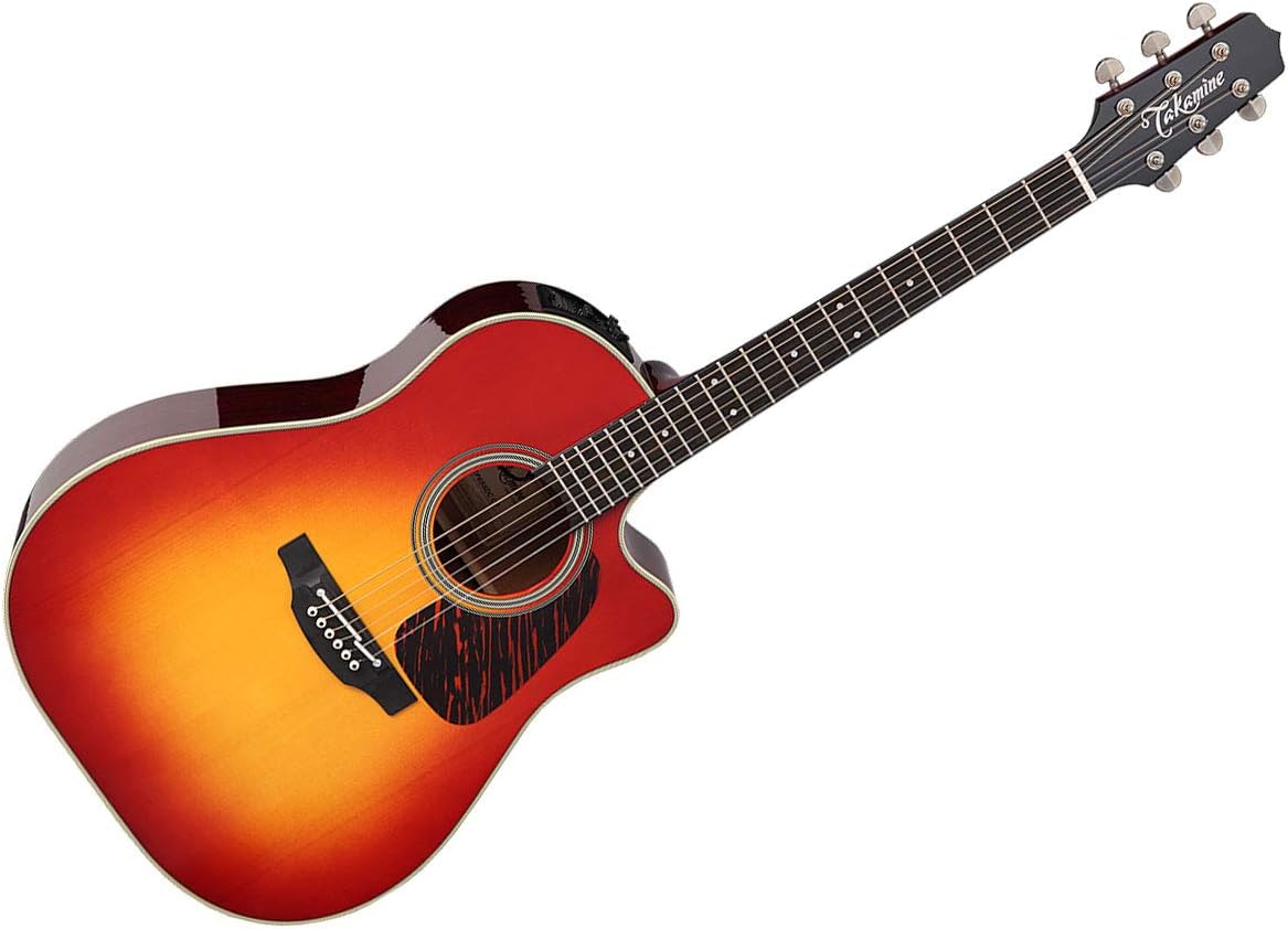 Takamine CP6SSDC 6 Strings Dreadnought Acoustic Guitar with Bold Adirondack Spruce Top and Sapele Back and Sides - Gloss Cherry Sunburst