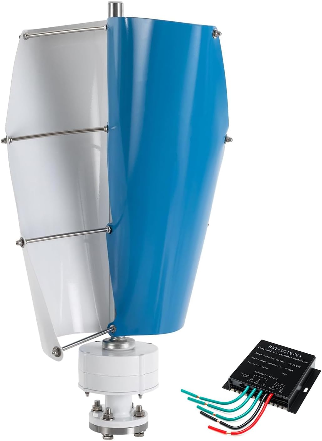 Wind Turbine Vertical Axis Permanent Maglev Generator 5000W 12V 24V 48V 220V W/Controller 2 Blade No Noise Spiral Wind Power Kit