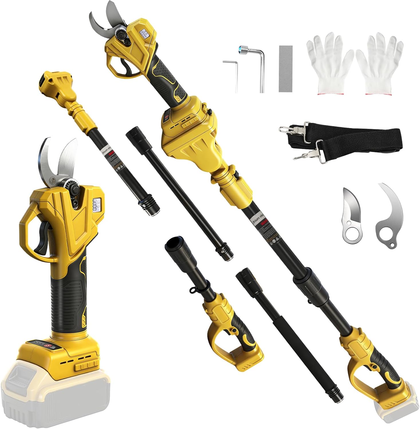 Electric Pruning Shears Compatible with DeWalt 20V Max Battery, 2-in-1 Cordless Garden Shears with 6.56FT Telescopic Pole, 35mm Cutting Diameter Cordless Pole Pruner Garden Tool(Battery Not Included)