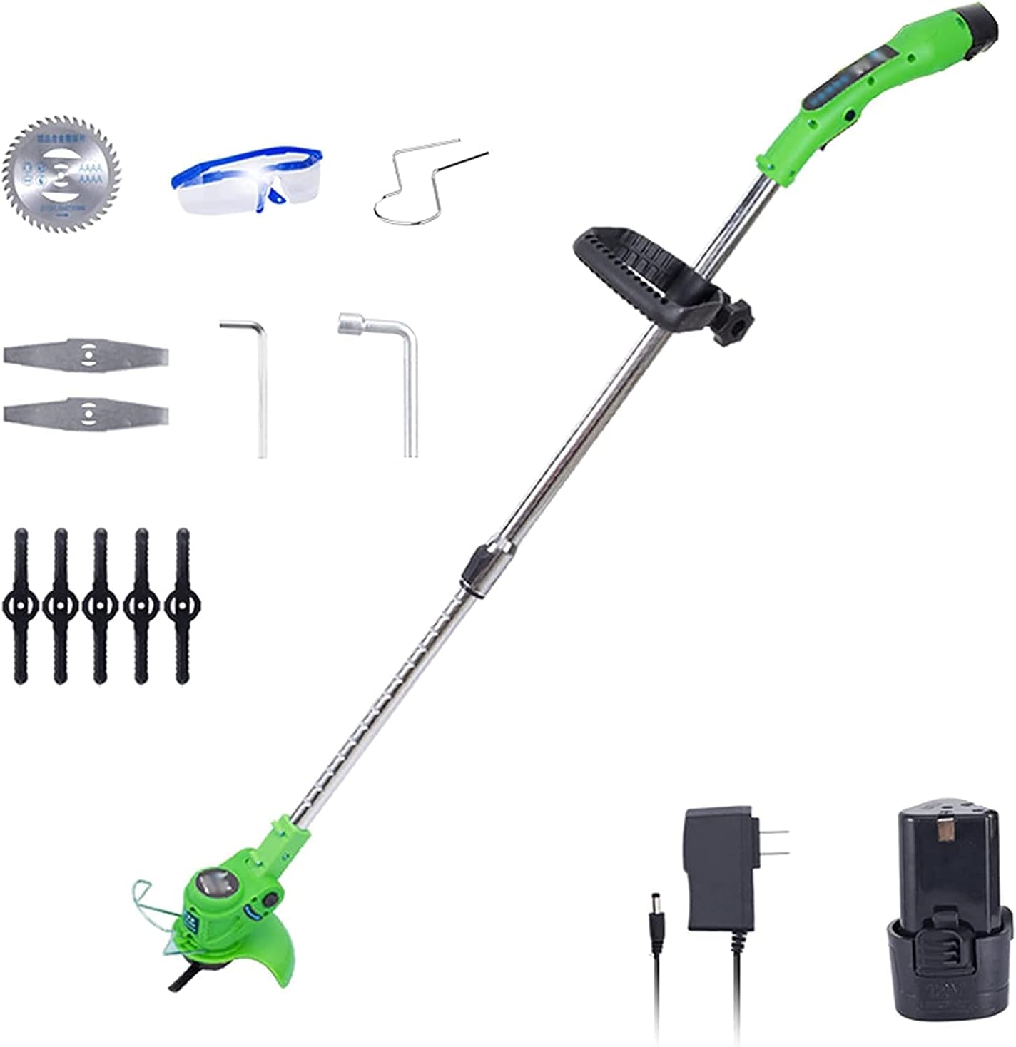 Electric Lawn Mower 12V Rotary Electric Lawn Mower Rechargeable Portable Telescopic Garden House Mowing Machine Lightweight Garden Weeding Pruning Too