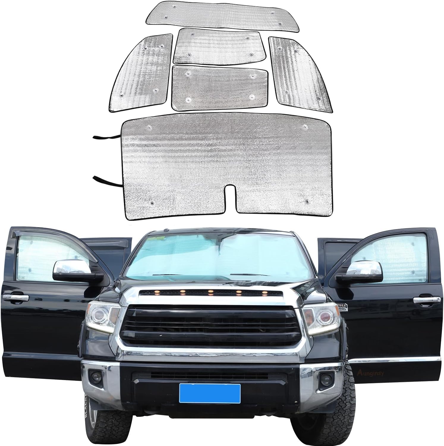 Car Full Windshield Sunshade Compatible with Toyota Tundra 2007-2021 Automotive 6Pcs Windshield Sunshades Foldable Reflective Sun Visor for UV Rays and Sun Heat Full Protect Car Interior Accessories