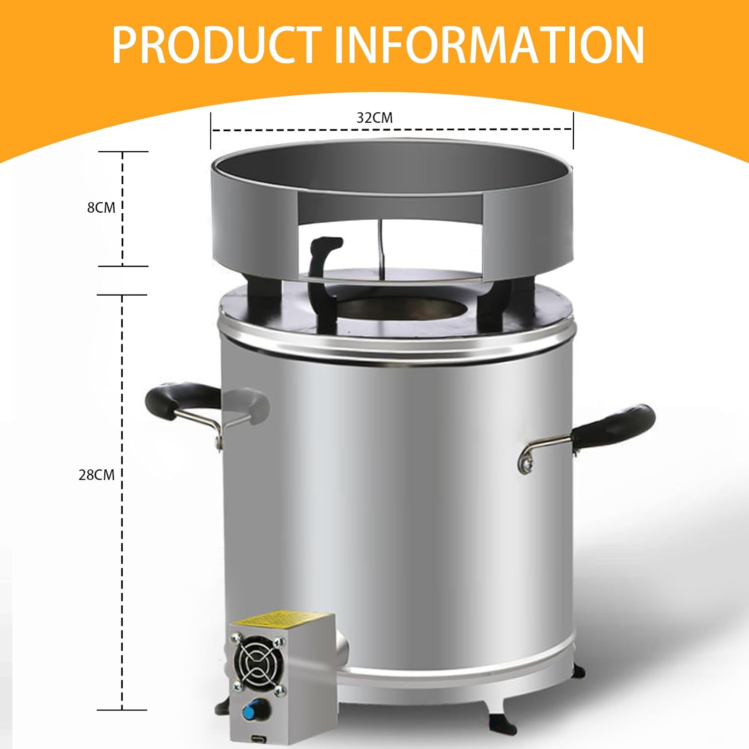 Portable Fire Pit for Camping Smokeless Firepit Outdoor Wood Burning Fire Pit with Wind Guard Blower und Ash Outlet Stainless Steel Wood Stove for Outside Patio Bonfire