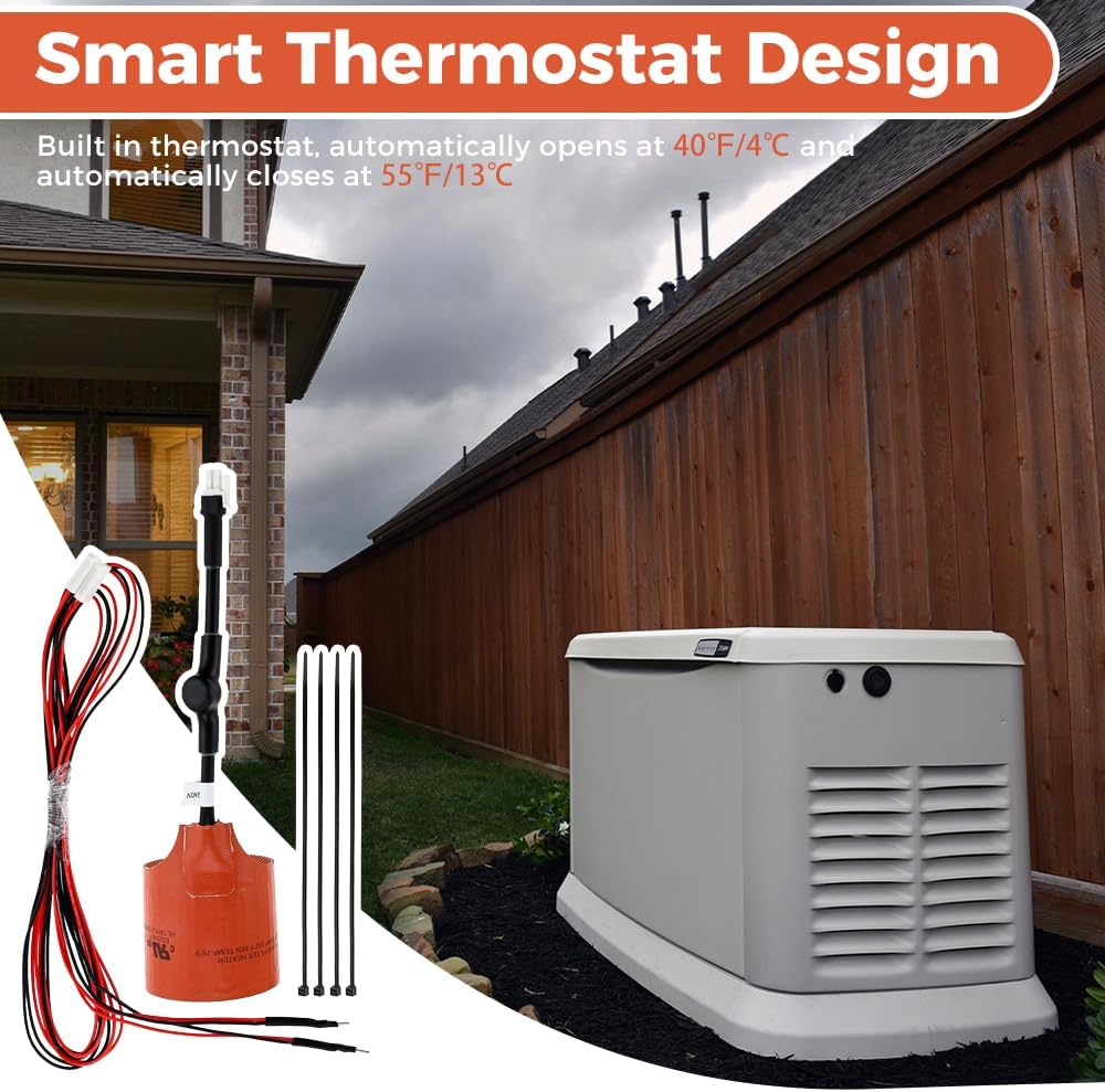 7102 Oil Heater Kit for Generac ,Compatible with 9kW - 22kW Air Cooled Standby Generators, Outdoor Oil Filter Heating Kit, Protect the Engine from Freezing