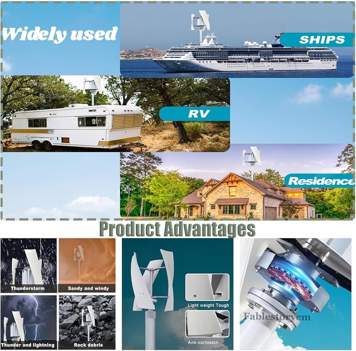 Vertical Wind Turbine Generator Kit Wind Generator Power Turbine Vertical 3 Blade With Controller 16000w Suited For Boats, Gazebos, Cabins Mobile Corporate And Industrial Energy Supplem(White,24V)