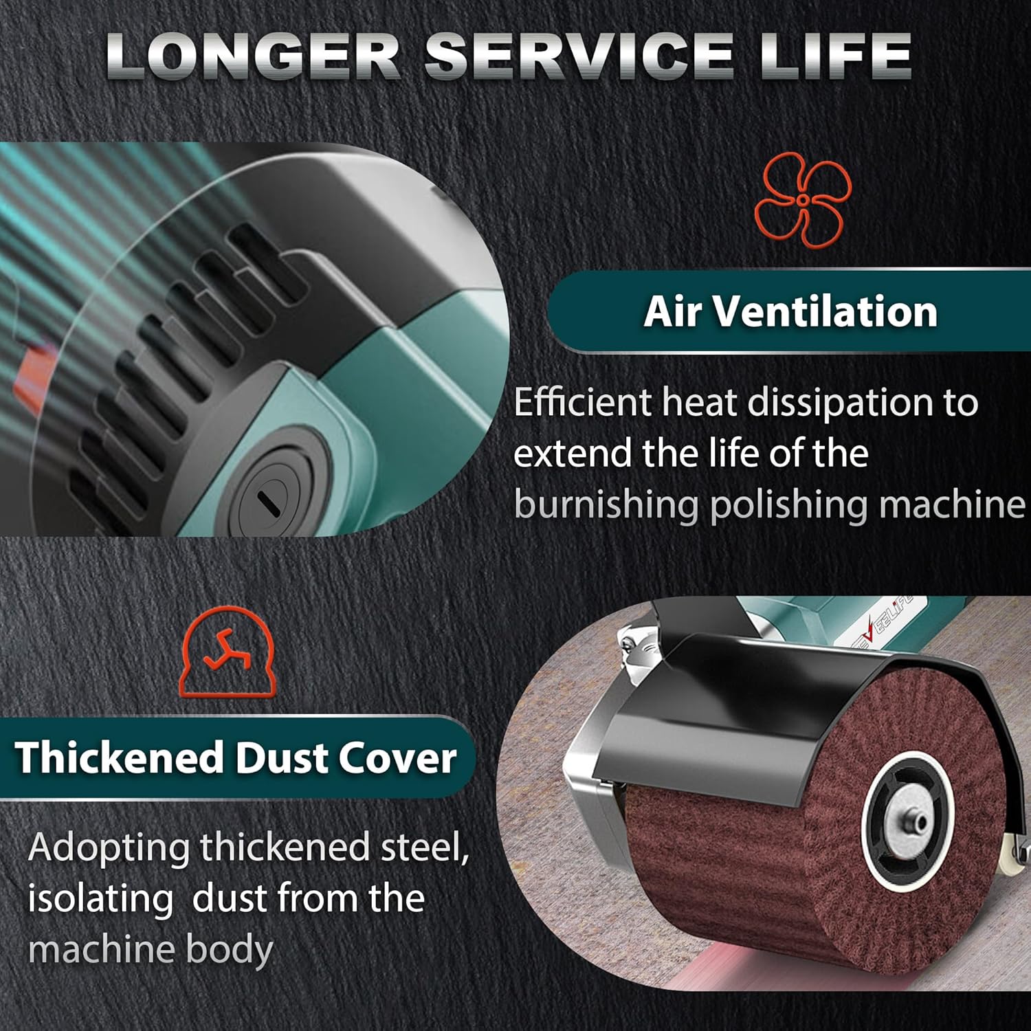 Surface Conditioning Tool 1400W, Burnishing Polishing Machine with 8 Variable Speed, Electric Handheld Stainless Steel Polisher Set, Metal Burnishing Machine Kit with Burnishing Wheel, Blue