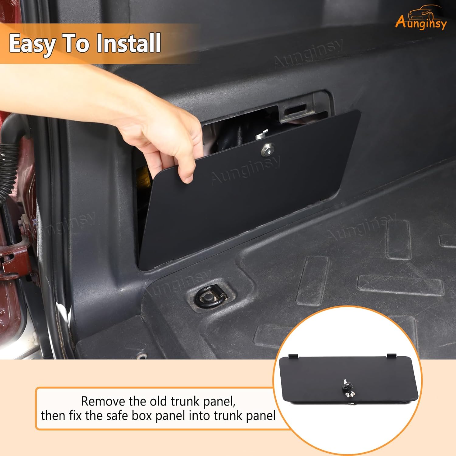 Aunginsy Trunk Storage Safe Box Panel Compatible with Toyota FJ Cruiser 2007-2021 Trunk Security Lockbox Cover Trunk Left Side Inserts Hidden Storage Box Lockbox Panel Cover with 2 Keys Accessories