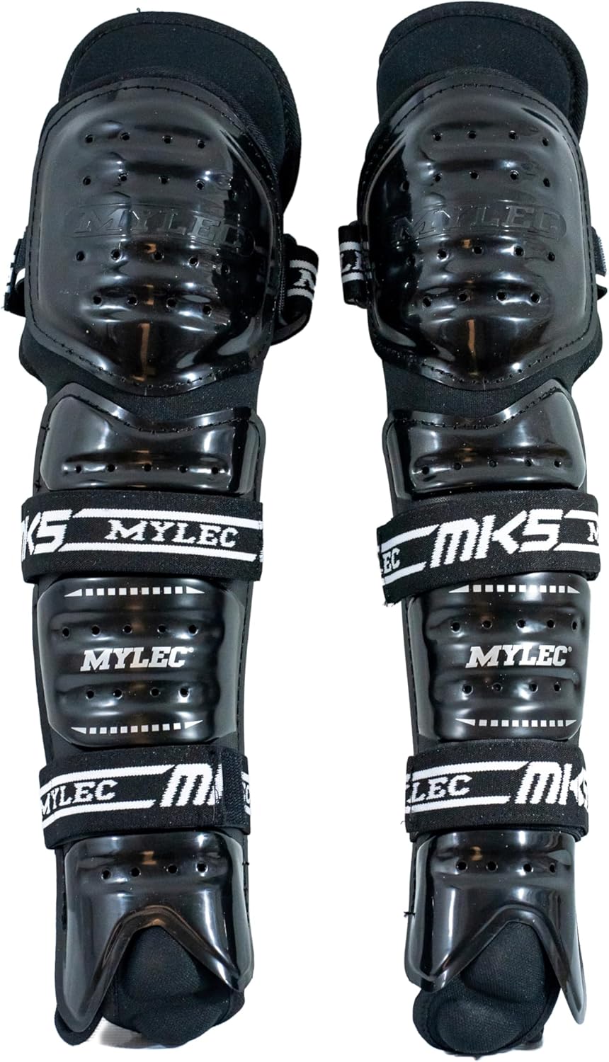 MyLec MK5 Street/DEK Shin Pad, Lightweight & Durable Hockey Accessories, 360° Straps, Hard Front Shells, Breathable Material, Metatarsal Padding Ice Hockey Shin Guards, Foam Rubber
