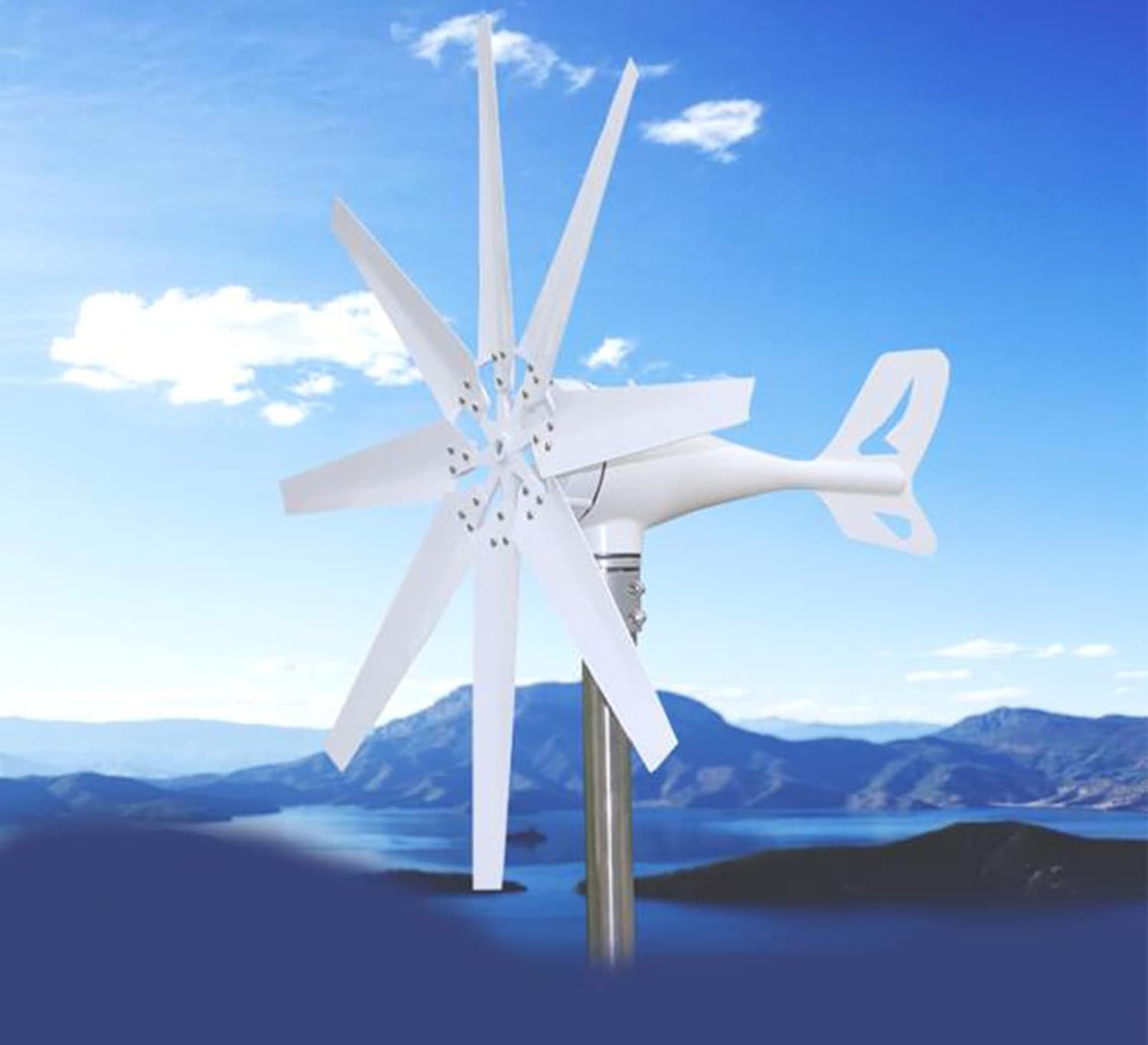 12000W Wind Turbine Generator Kit, 12V 24V 48V Wind Generator Kit with Charge Controller Wind Power Generator for Marine Home(White)