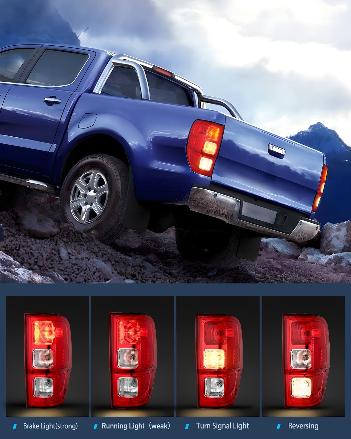 Nilight Tail Light Assembly Compatible with 2019 2020 2021 2022 2023 Ford Ranger XL w/o Blind Spot Halogen Type Rear Taillight Lamp Replacement OE Style Driver and Passenger Side