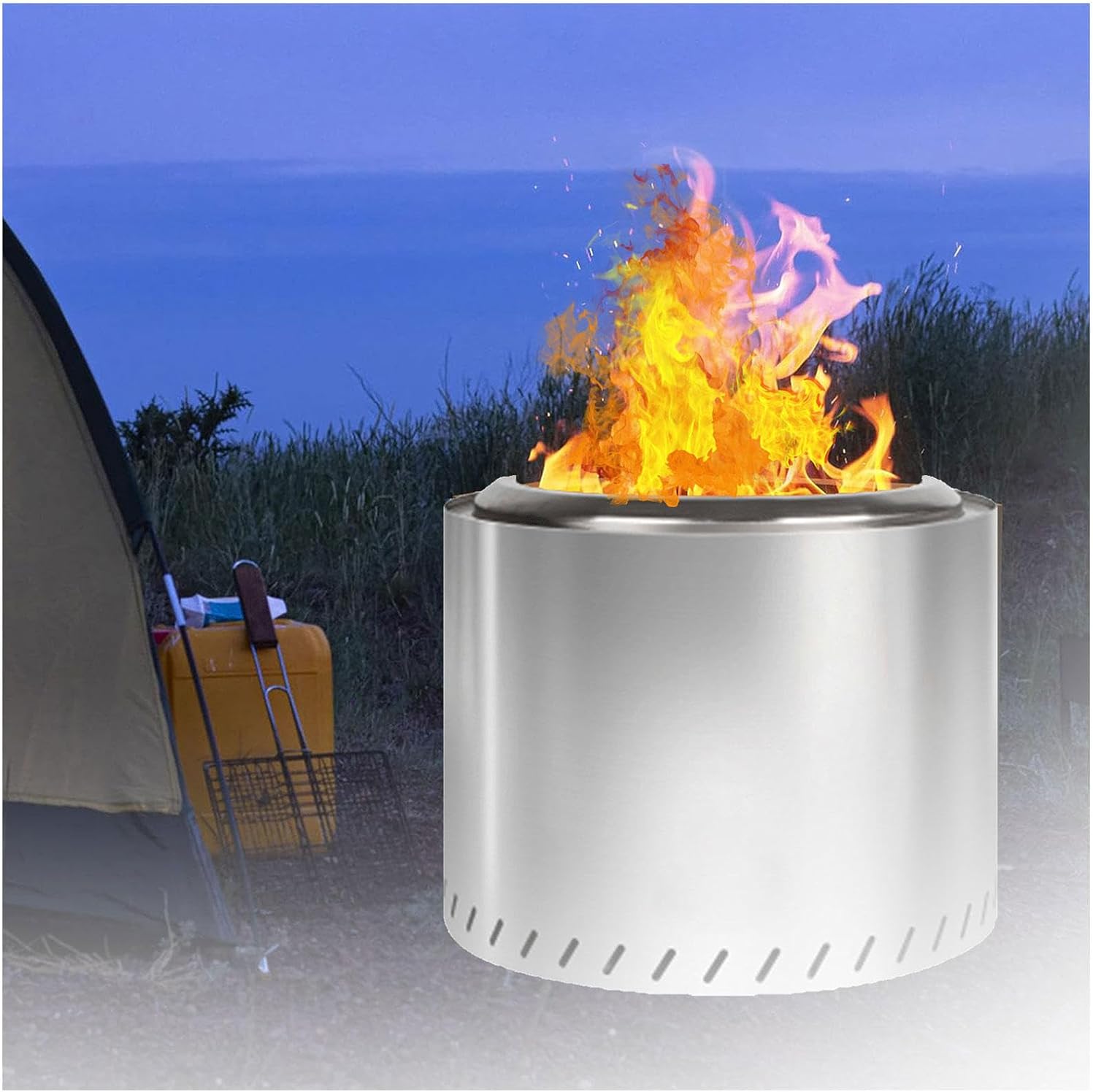 Smokeless Fire Pit 19.4 Inches Outside, Smokeless Fire Pits for Outside Durable Stainless Steel for Wood Burning, Smokeless Fire Pits with Removable Ash Pan