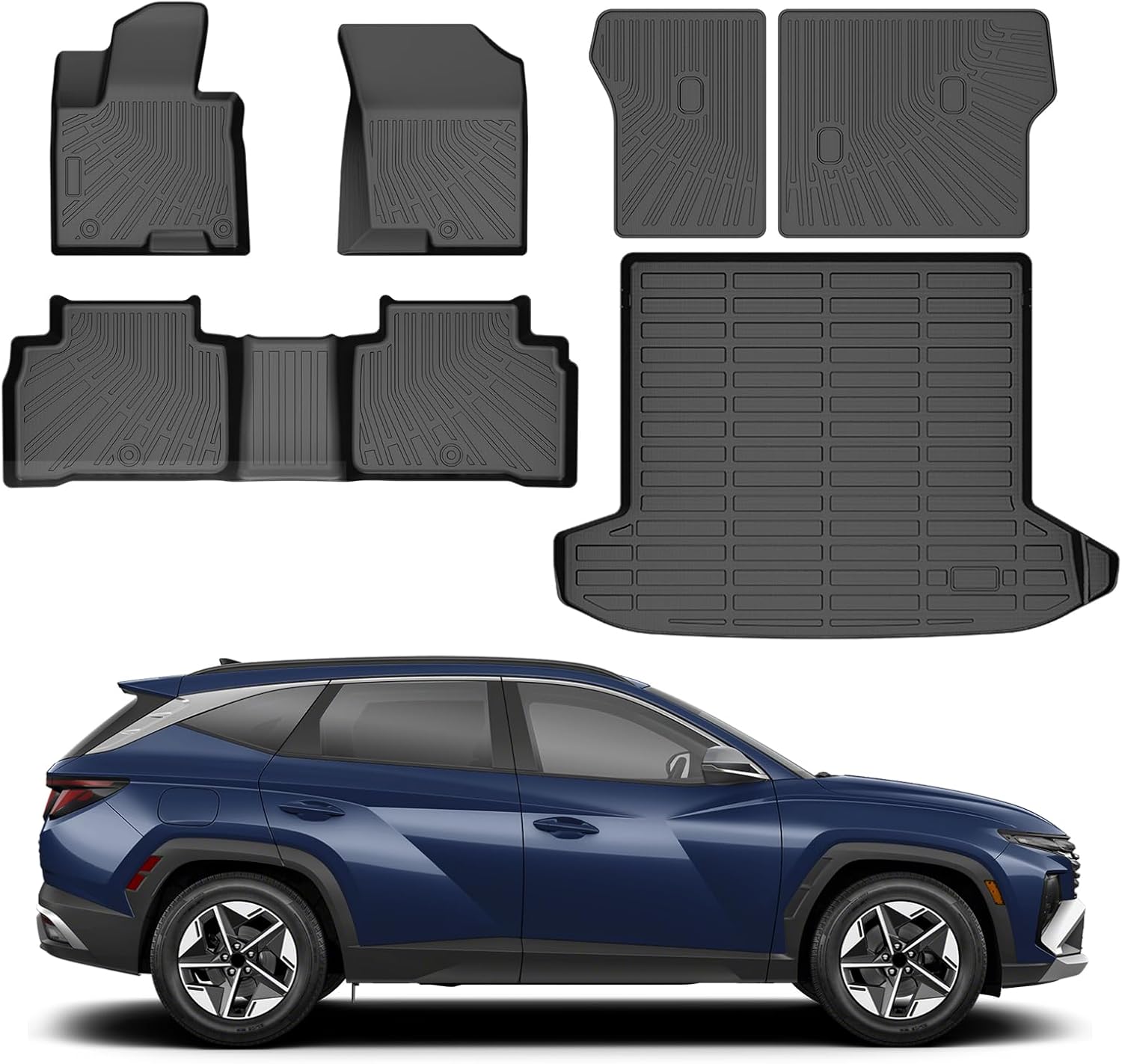 Floor Mats Fit for Hyundai Tucson 2022-2025 2026 (Not for Hybrid), All Weather Floor Mat & Cargo Liner & Backrest Mat for Tucson Accessories Heavy Duty