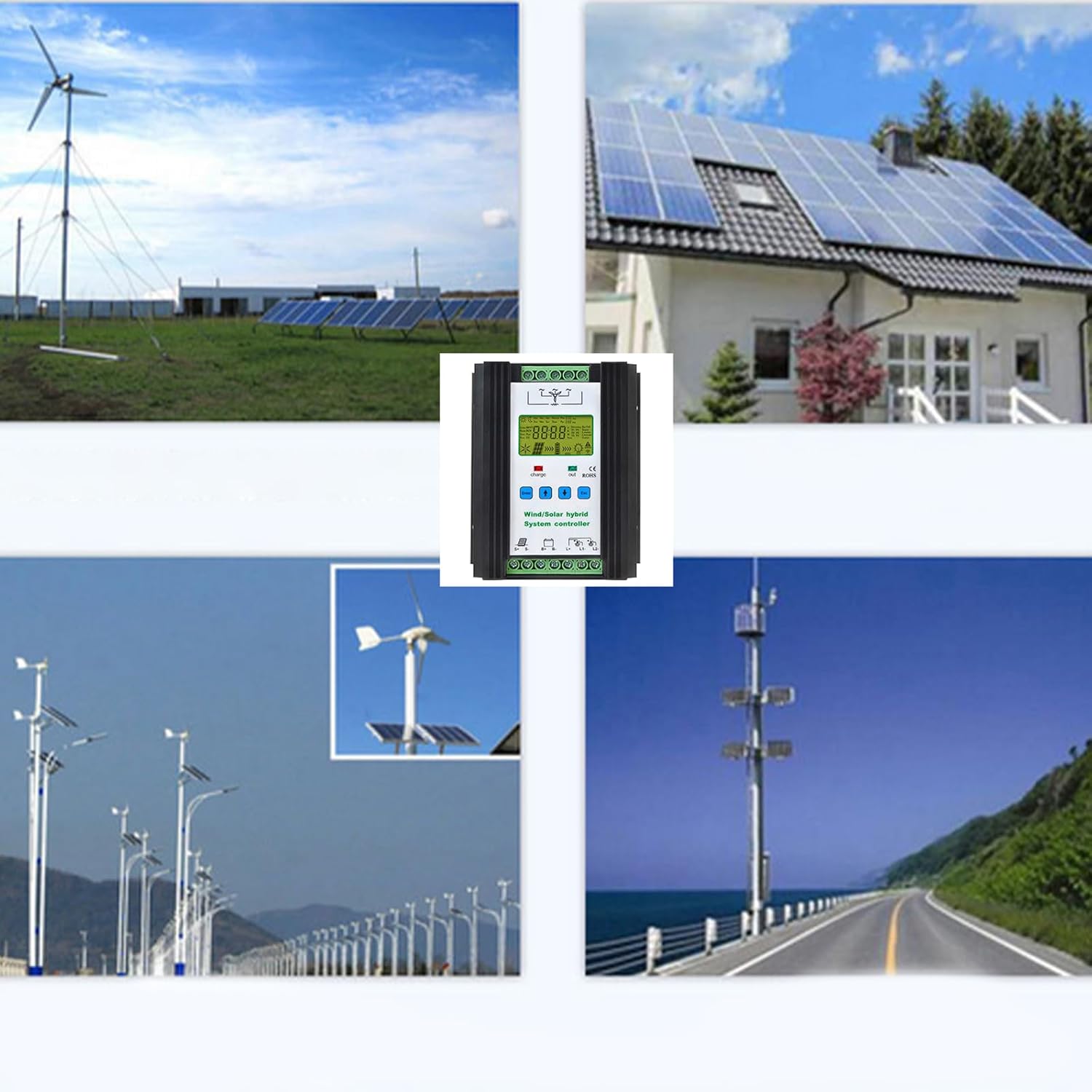 Home Use Maximum 6000W Hybrid Charging Controller,12V 24V 48V Wind Solar Hybrid Charge Controller Suitable for Island Fishermen's Household Street Lights,48V