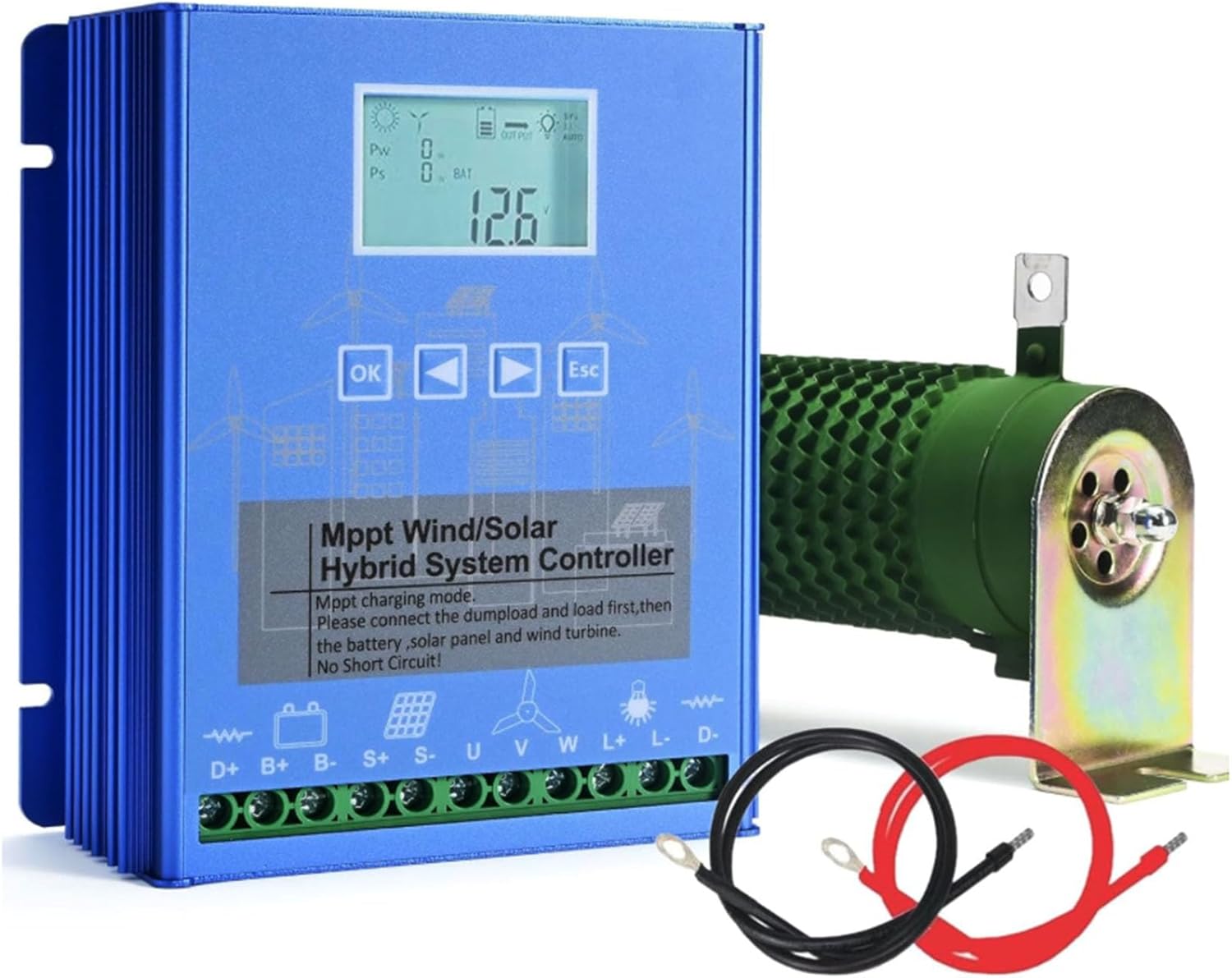 12v, LCD Wind and Solar Hybrid System 1000W-5000W MPPT Charging Controller 12V/24V/48V Household Lighting Equipment Automatic Controller 12V