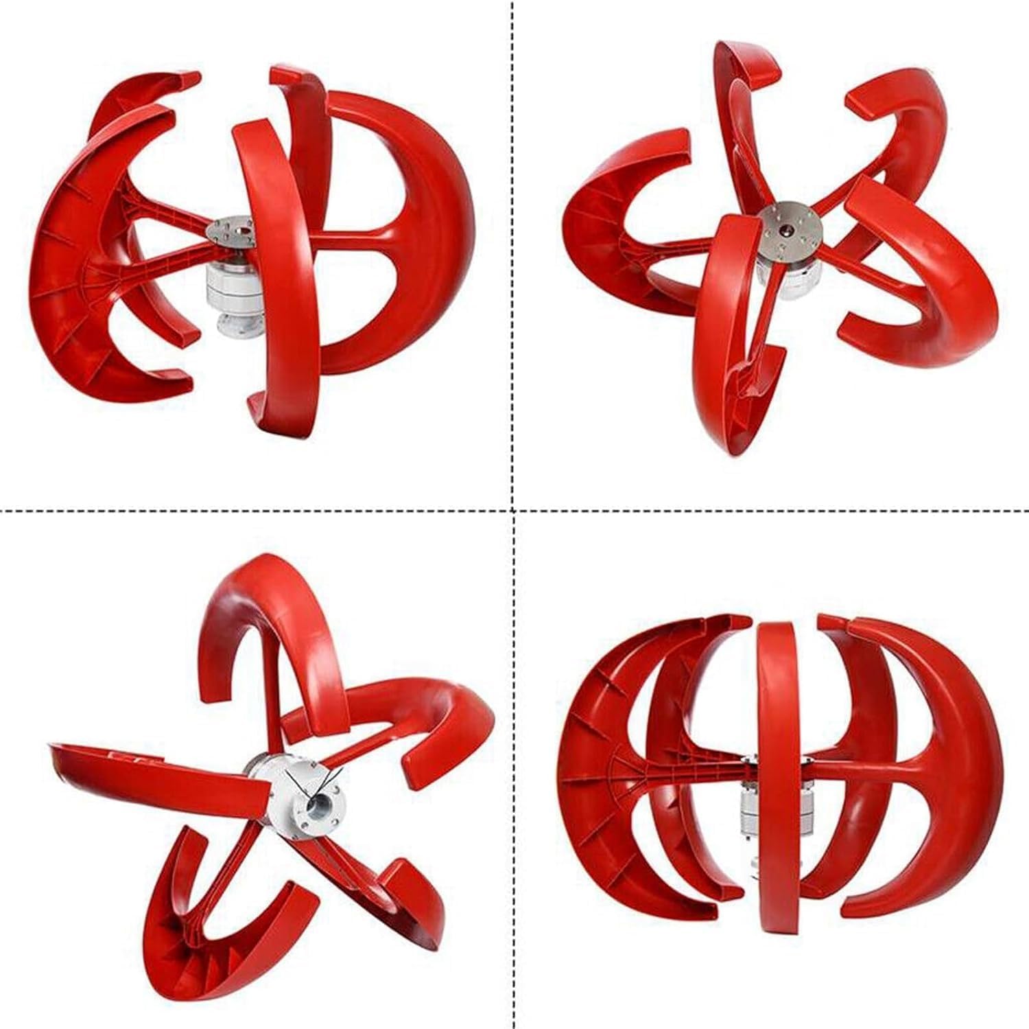 CAJUCA 8000W 5-Blade Lantern Vertical Generator Controller Kit Vertical Axis Wind Turbine Generator + 2 * 100W PV Panel + Wind and Solar Controller