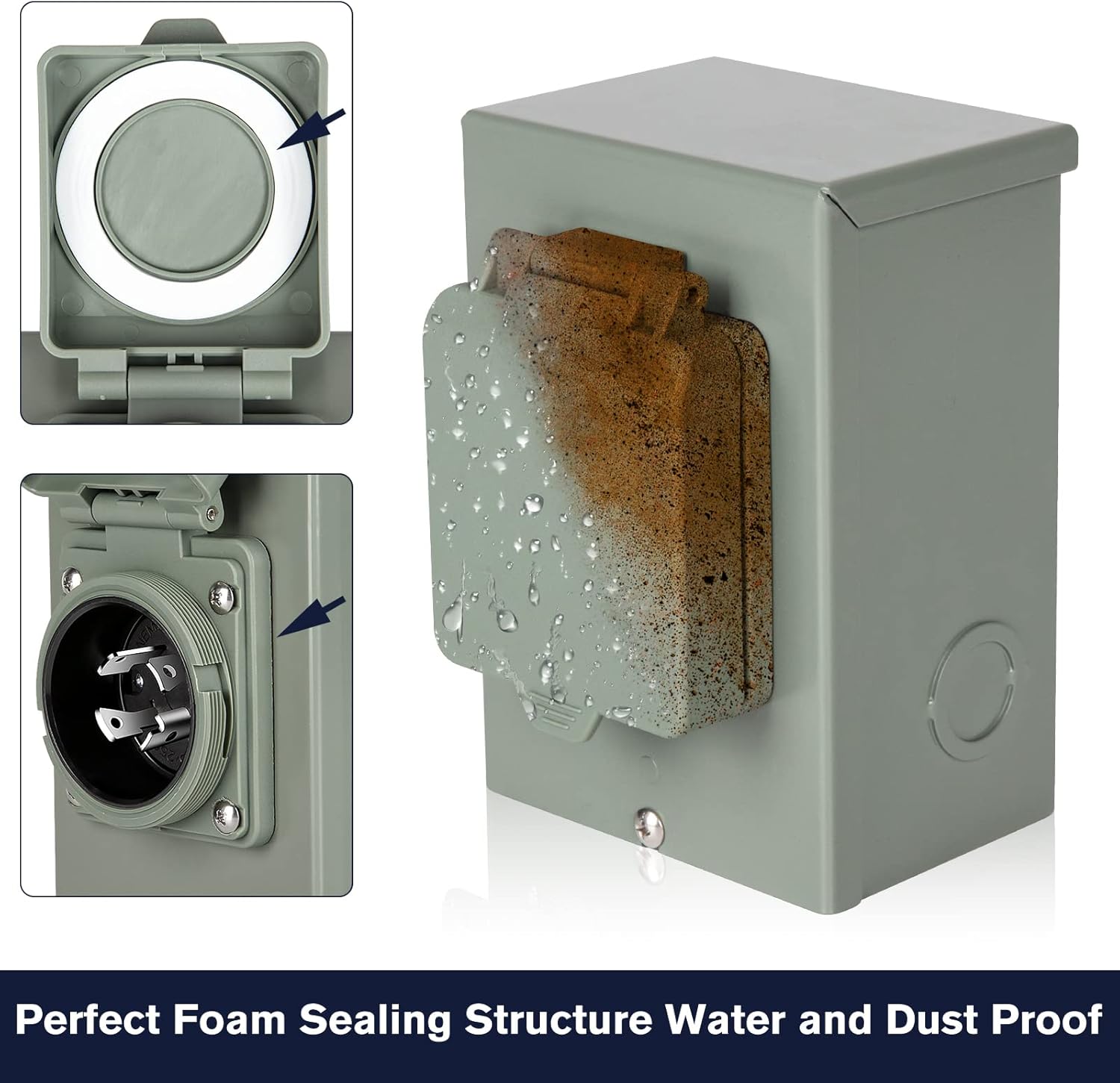 PAULINN 30A Generator Power Inlet Box with RV Toilet Treatment Drop Ins, Black Grey Water Holding Tank Deodorizer for RV Marine, 50 Packs