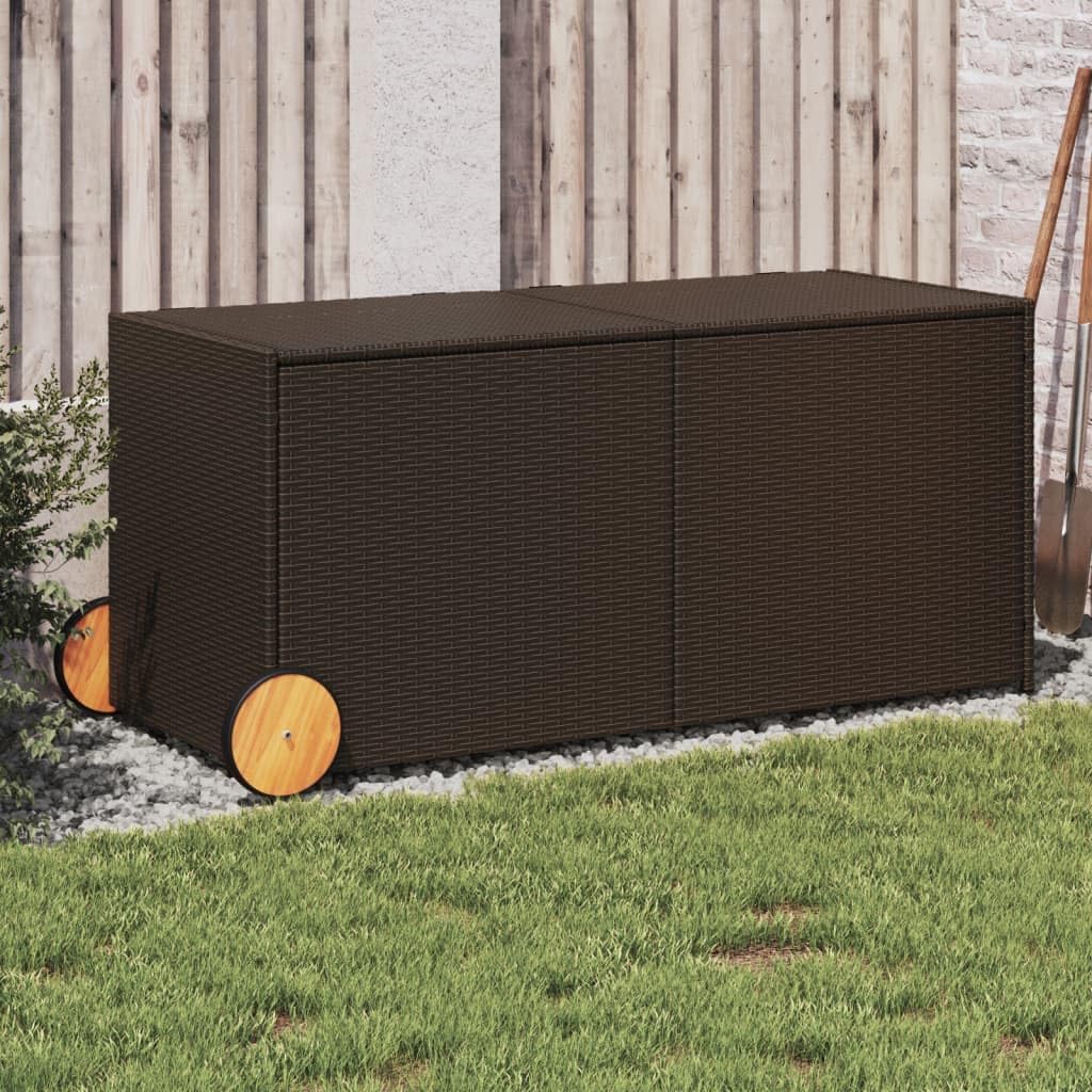 Outdoor Deck Storage Box, 283 Gallon Large Waterproof Patio Storage Bin for Garden Cushions, Pool Toys, Brown Resin Wicker Finish, Rectangular Container for Outdoor Use