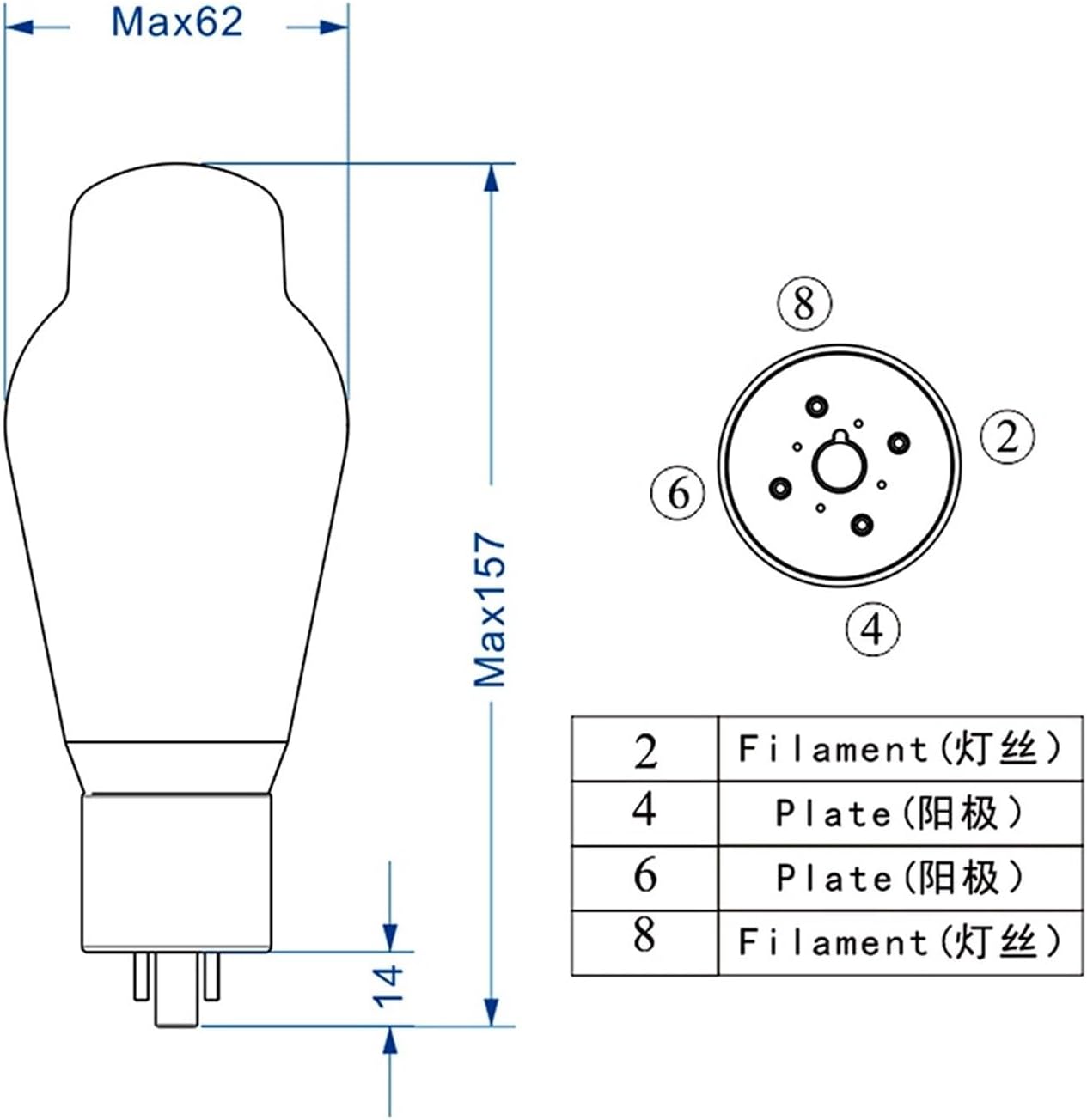 Vacuum Tube Rectifier Tube HiFi 274B Rectifier Tube Replica 274B 5U4G U52 GZ34 5R4 5AR4 for Vacuum Tube Amplifier
