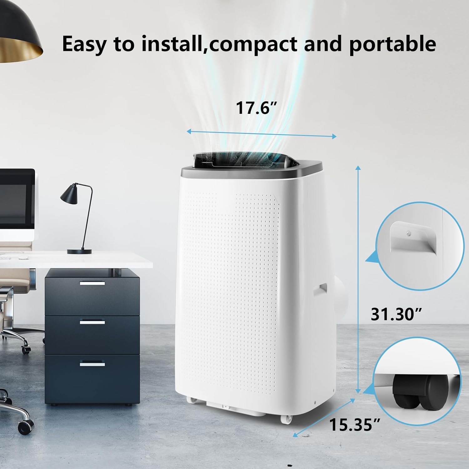 14,000 BTU Portable Air Conditioner for Room - Ultra Quiet 54dB, Cools 700 Sq Ft - 3-In-1 AC/Dehumidifier/Fan with Instant Window Kit & Remote. Ideal for Apartment, Dorm, Office​