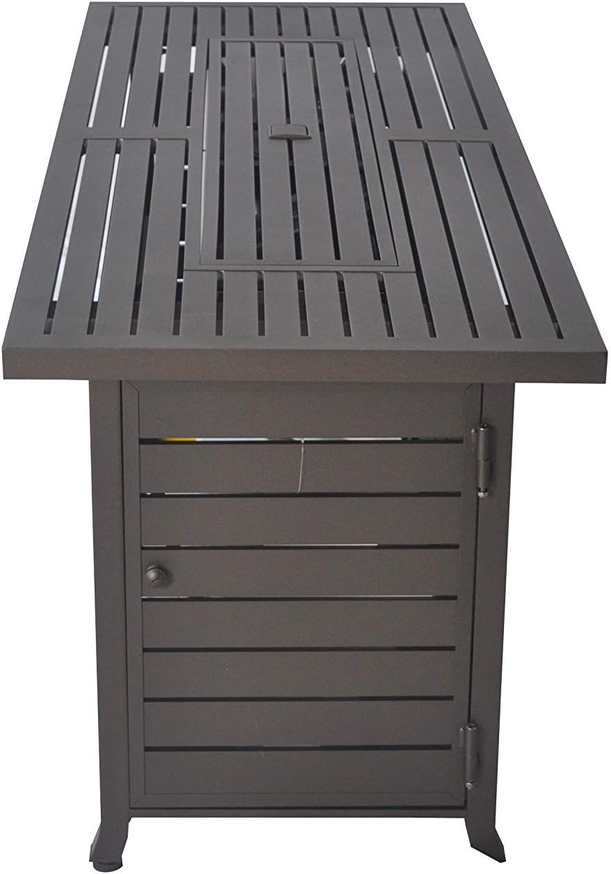 57 in Propane Fire Pit Table, 50000BTU, Retangular Outdoor Gas Fire Pit Table, Firepit Table with Lid & Wind Guard, for Garden Backyard Deck Patio Camping Party