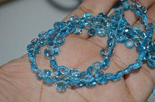 13 inch natural beads strand of 5-6mm faceted heart swiss topaz gemstone beads for DIY jewelry - necklace, bracelet, earring, ring.