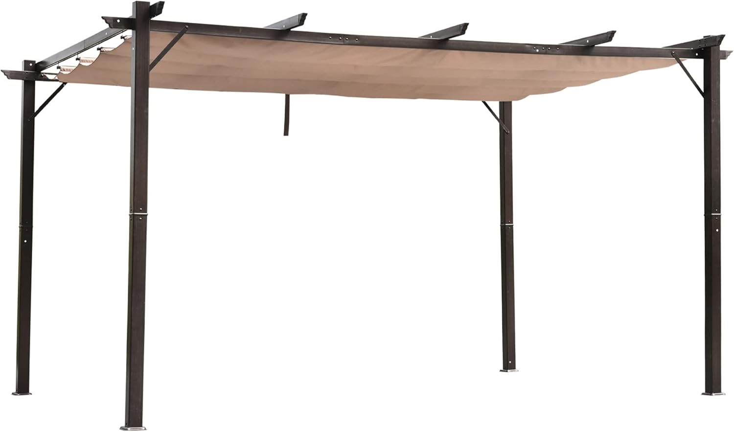 10' x 13' Outdoor Retractable Pergola Canopy, Aluminum Patio Pergola, Backyard Shade Shelter for Porch Party, Garden, Grill Gazebo, Brown