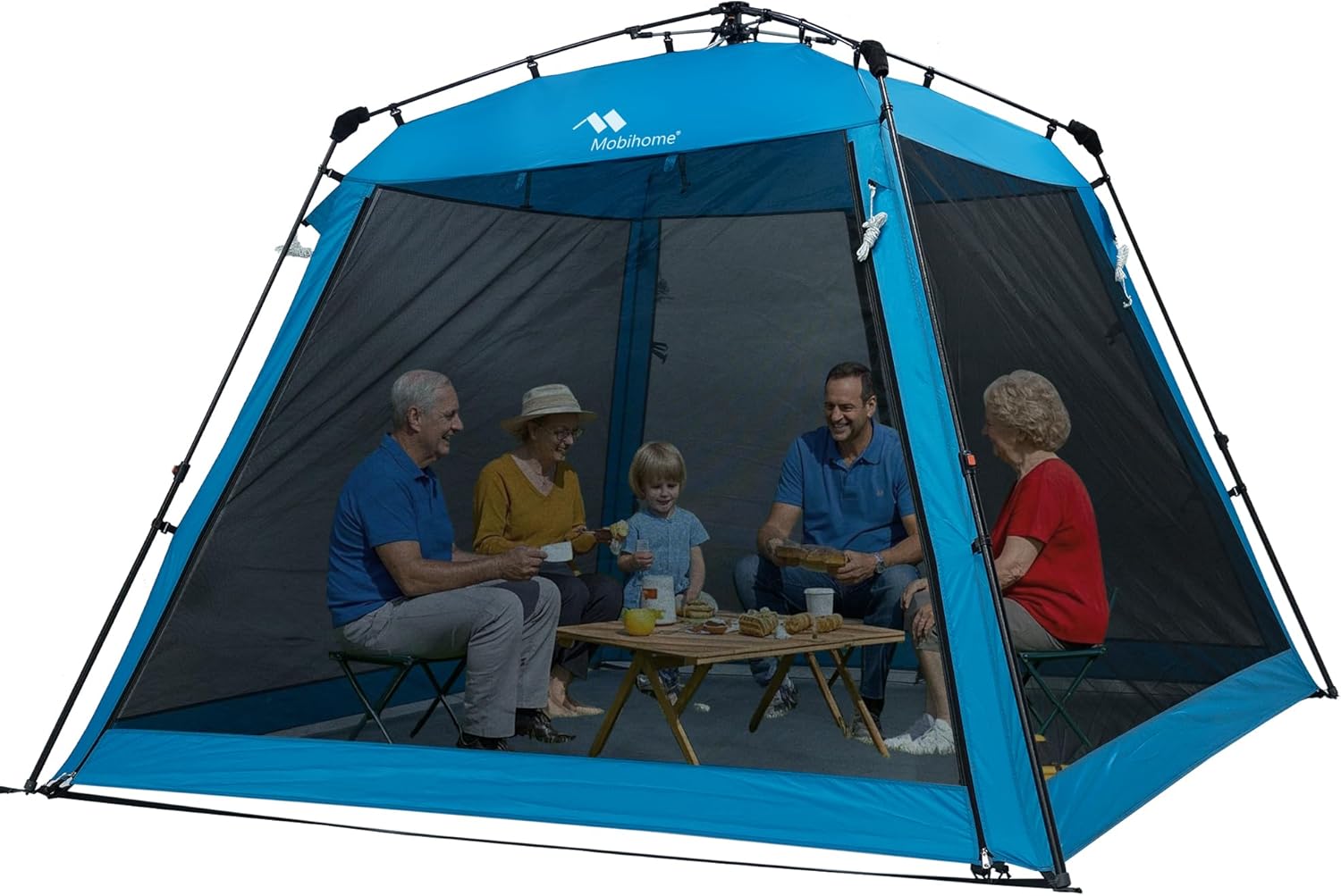 8.2'x8.2' Pop Up Canopy, 2025 Upgraded Outdoor Screen House Tent, Portable Folding Instant Camping Canopy, Easy Set-up Canopy -Blue