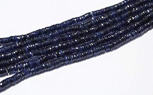 13 inch natural beads strand of 7-7.5mm faceted tyre blue sapphire gemstone beads for DIY jewelry - necklace, bracelet, earring, ring.