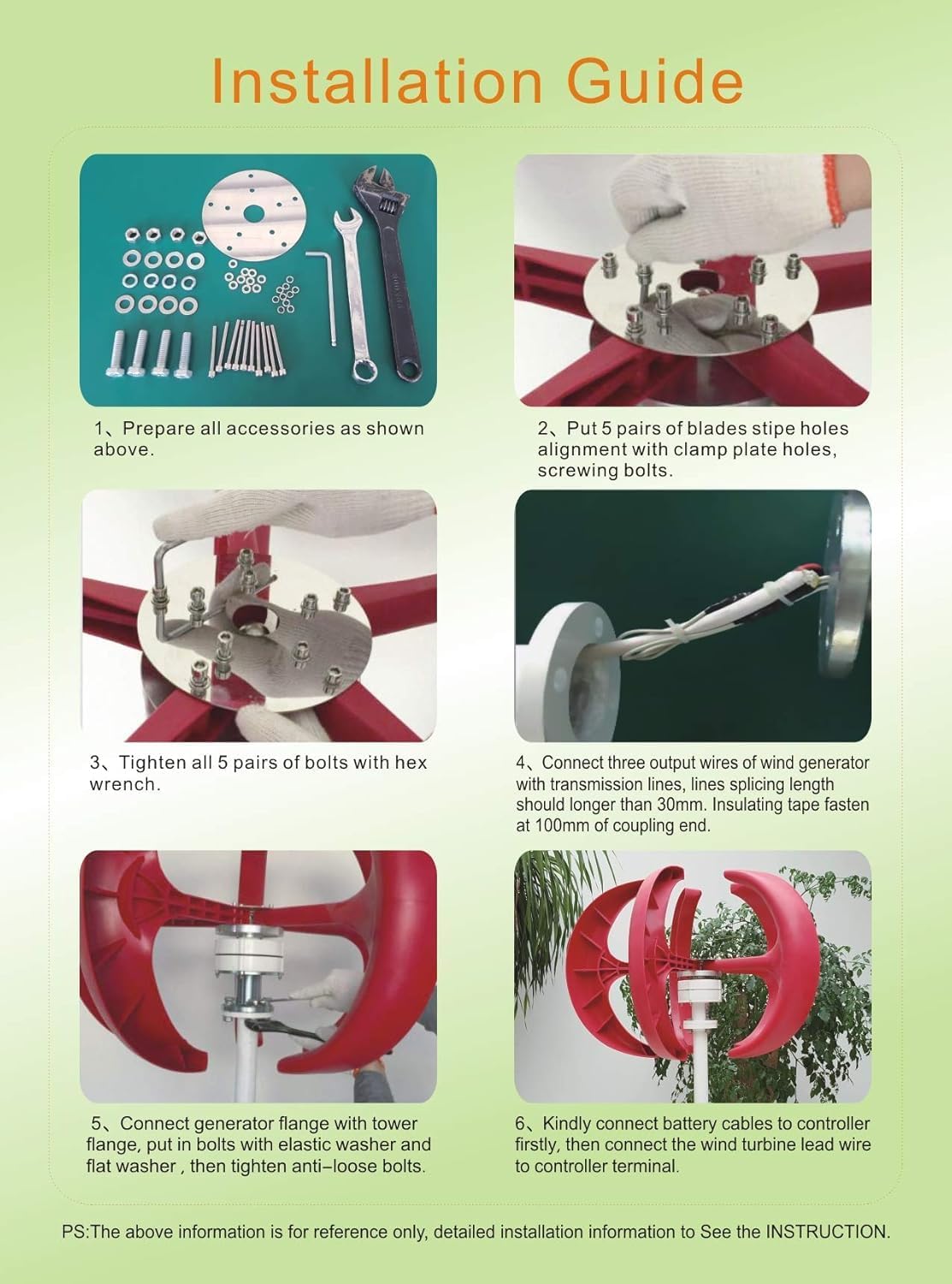 CAJUCA 9000W Horizontal Wind Turbine Generator, Low Wind Speed Starting Wind Power Generator with Controller for Home, Camping