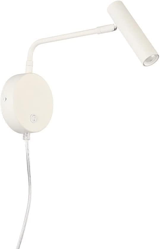 with Wired Plug Adjustable Angle 3 Watt LED Wall Lamp - Indoor Lighting Fixture Bedroom Bedside Reading Wall Lamp (White White Light)