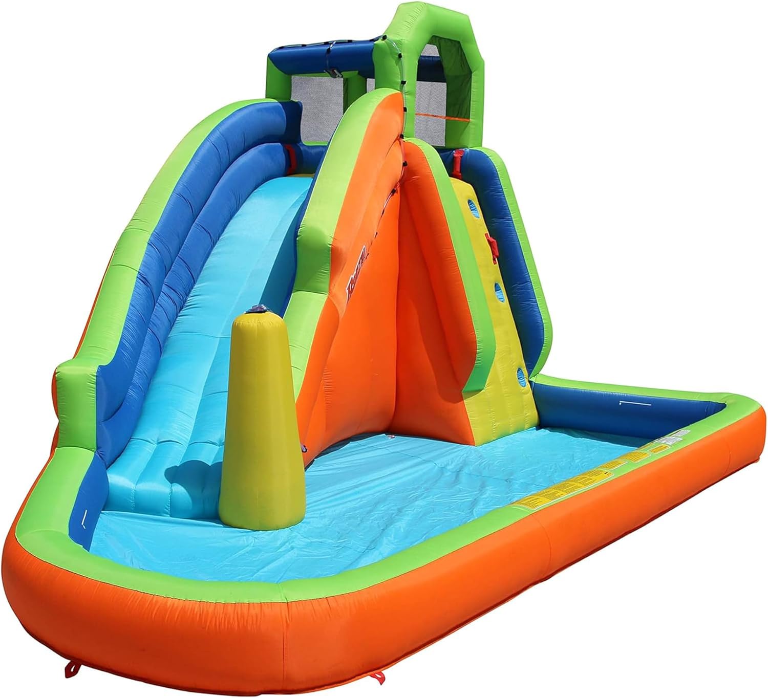 Banzai Gushing Geyser Water Spraying Inflatable Outdoor Water Park with Water Slide, Overhead Sprinkler, Spraying Hose, and Splash Pool, Multicolor