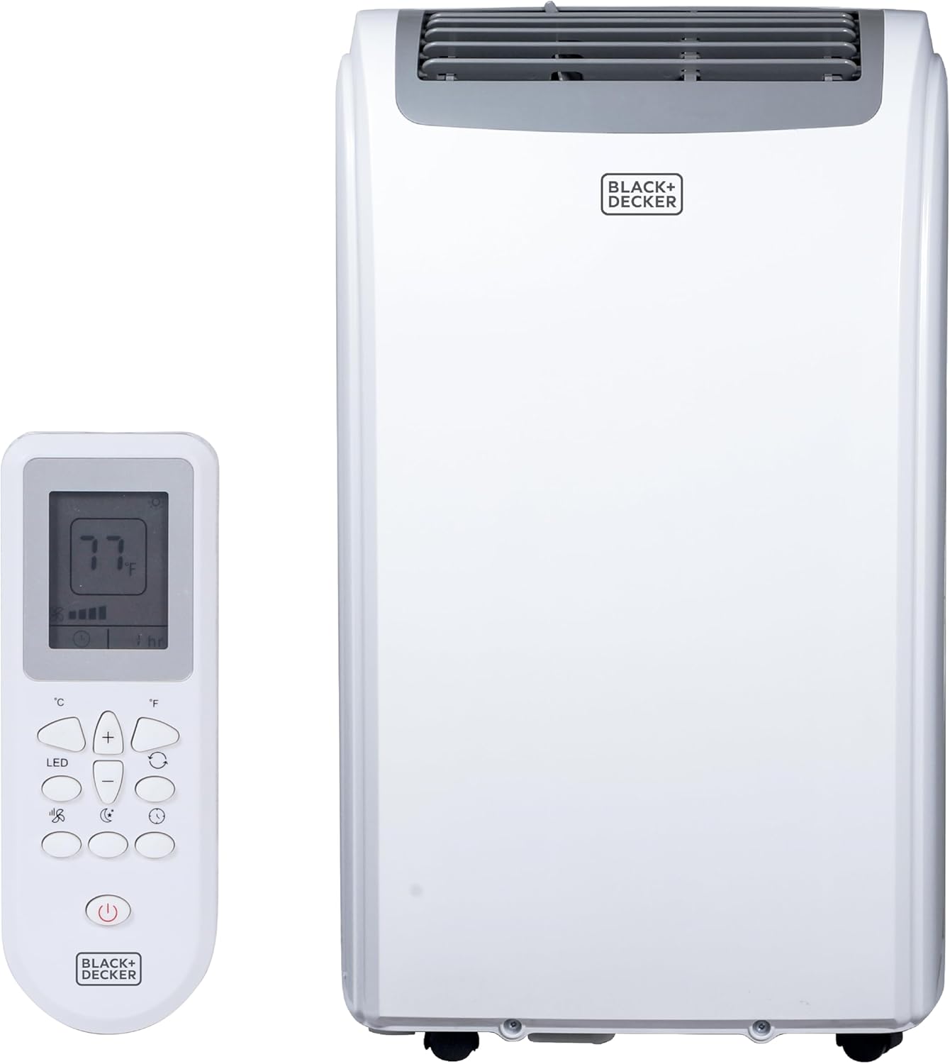 BLACK+DECKER 12,000 BTU Portable Air Conditioner, 3-in-1 AC, Dehumidifier and Fan, Portable AC Unit with Remote Control, Auto Evaporation, 3 Speeds, Window Kit Included, White, BPP08WTB