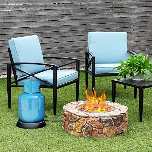 Happygrill Propane Fire Pit Outdoor Patio Gas Burner Stove with Cover & Artificial Stone Rocks