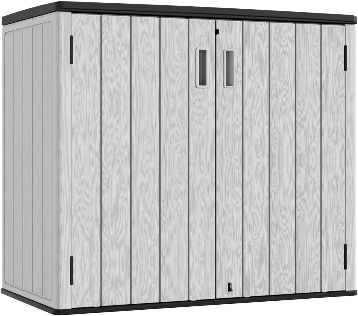 KINYING Outdoor Horizontal Storage Sheds,37 Cu.ft Outdoor Storage Cabinet Waterproof Resin Tool Storage Box for Lawn Mower,Garden Tools and Patio Furniture, Lockable (Grey)