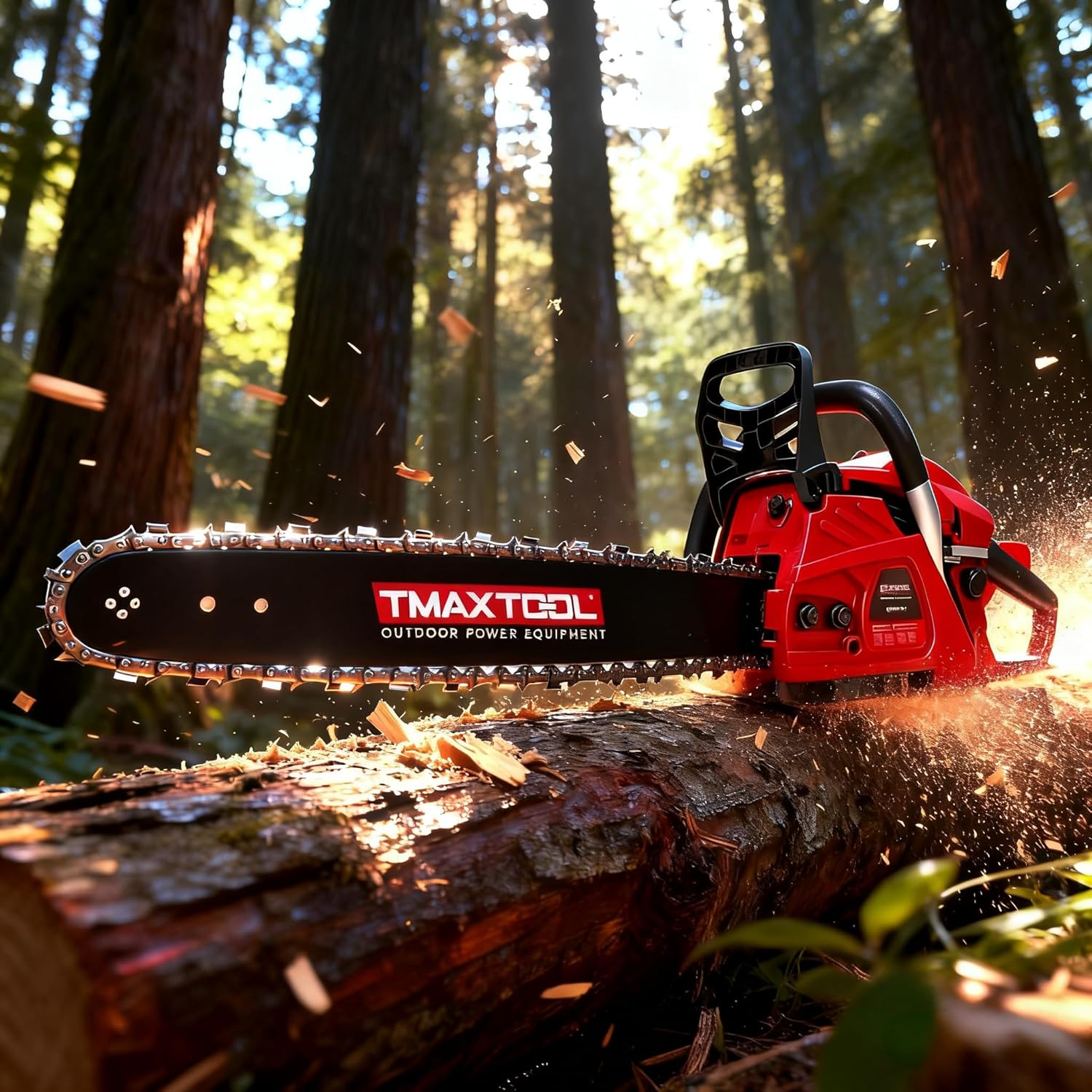 Gas Chainsaw, 62cc 20 Inch Power Chain Saw Gas Powered with Automatic Oiler, 20 Inch Chainsaw for Wood Cutting, Tree Trimming and Land Clearing, Red