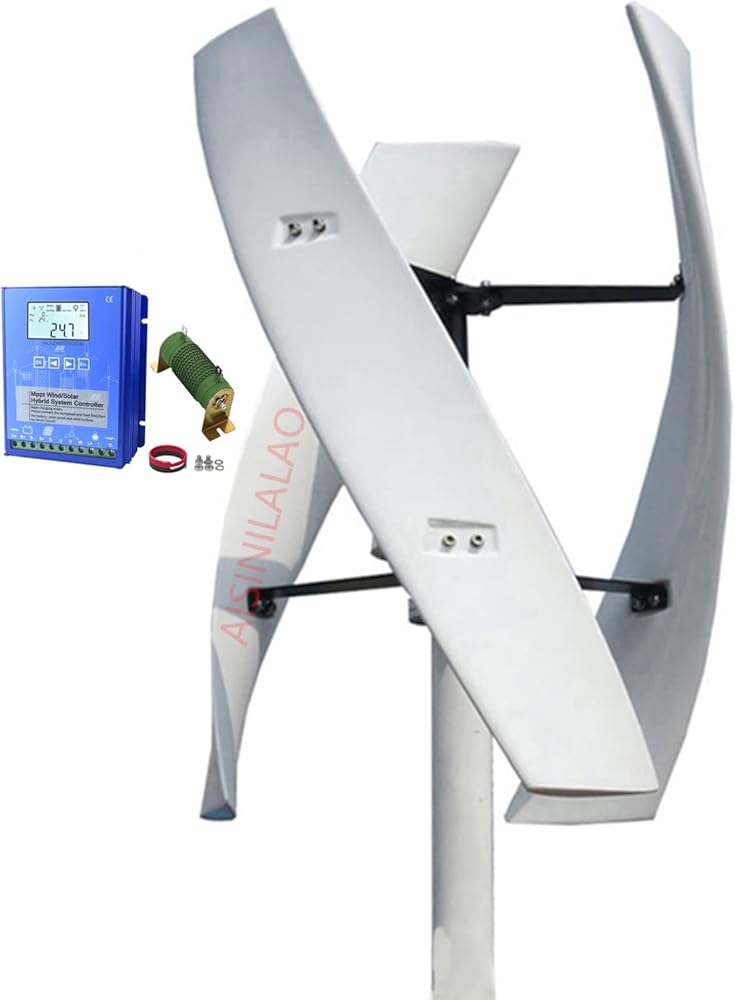 10000W Efficient Portable Vertical Wind Turbine, 220V 3 Blades Low Noise Rotation Wind Turbine Generator with MPPT Controller for Windmill Home Farm