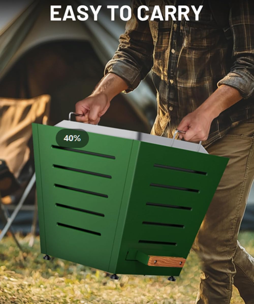 Stainless Steel Smokeless Fire Pit for Outside Outdoor Heaters for Patio with Efficient Wood Burning Design Modern Backyard & Camping Fire Pit for Warmth and Ambiance Green