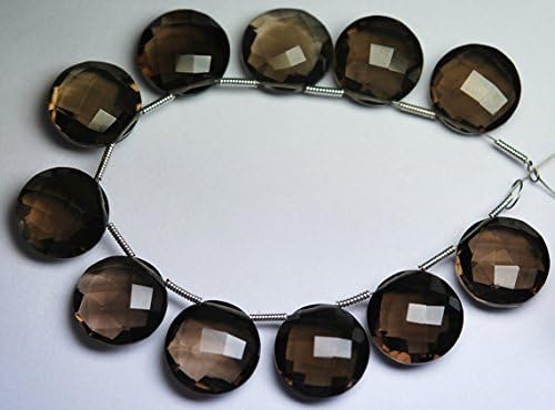 5 Matched Pair,AAA,Super Finest SMOKY QUARTZ Faceted Coins Shape Briolettes,14mm size