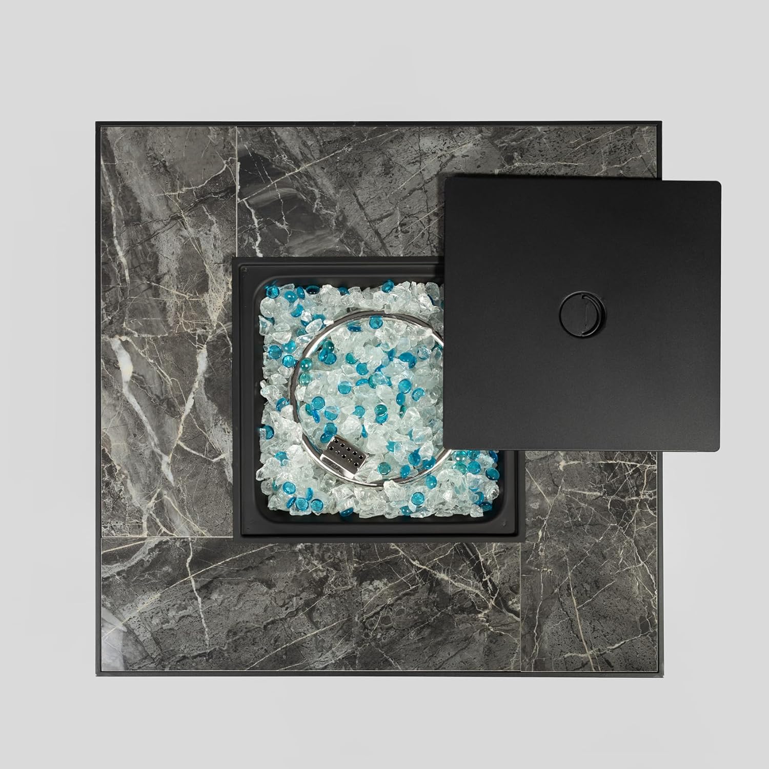 Propane Fire Pit Table, 40,000 BTU Gas Fire Pit, Wicker Patio Outdoor Fire Table, 30 Inch Square Gas Firepits for Outsides Backyard with ETL Certification, Glass Rocks, Lid, Cover, Brown